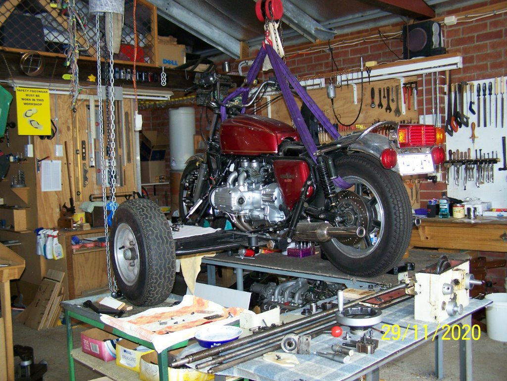 The 76 awaiting a new Dyna ignition and a Nudge/Bumper bar to be made.