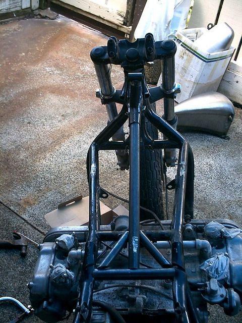 This is what the frame looks like after the hacksaw and new frame pieces in place. 
