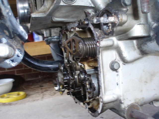 I had to cut the head off to remove the transmission cover
