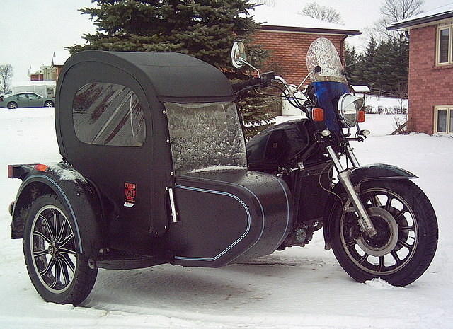 Mr.H with new sidecar top Dec. 2009