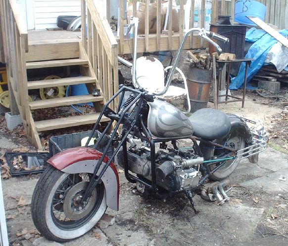 wanting a 50' leadsled hotrod cann't afford a car will make my bike look like one