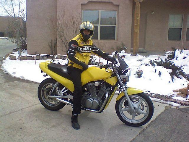 My son Andrew on his customized Suzuki VX800