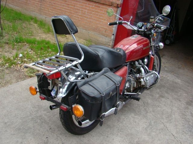 75 GL1000- Has an old Vetter bag frame, hacked up luggage rack...stuff's gonna have to go....