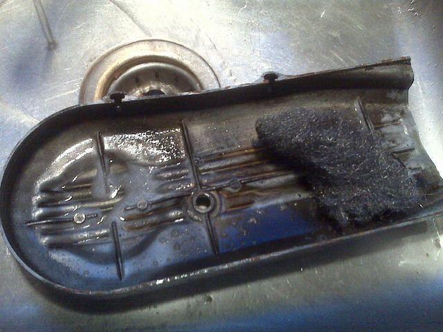 Some #2 Steel wool helps things along nicely.  Yes, that's my kitchen sink.  No, my wife didn't freak out.  Yes, I cleaned it af