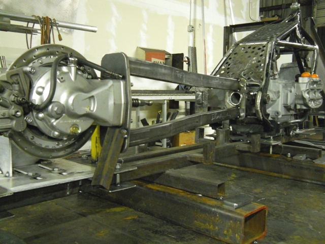 FIRST TWO SWINGARM TUBES TACKED IN- 82 INCH WHEEL BASE FOLKS