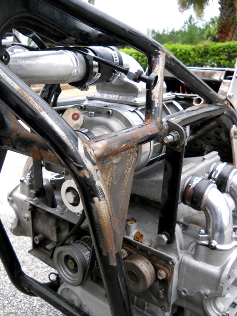 NEW INTAKE-MOTOR MOUNTS OUTSIDE NOW-CHOKE HANGING YET-RANDAKK'S INTAKE CLAMPS-NEW BLOWER PULLEY'S