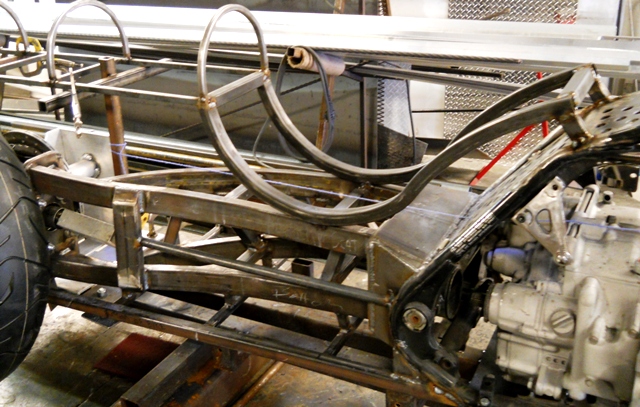 WELDED IN SEAT WITH TAIL SECTION ATTACHED TO SEAT-REMINDS ME OF BUILDING HYDROPLANE BOATS AS A KID