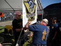 All members signed the sign. Mid-Ohio Vintage Motorcycle Days swap meet.
9 July 2010.