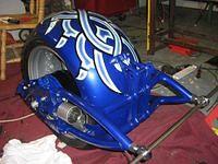 After weeks of filling the paint went on with "tribal" design ...