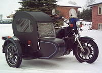 Mr.H with new sidecar top Dec. 2009