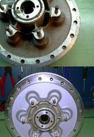 Rear hub:Polished and painted. New bearings and retainers.