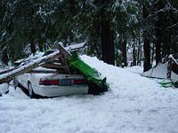 Scooter to the right of Great White (also totaled)