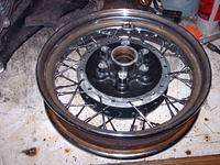 Rim Fully Laced, Notice The Valve Stem To The Rotor Side, So It Dose Not Hit The Swing Arm....