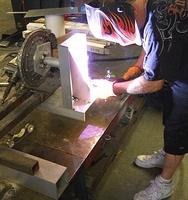 MIG WELDING MOST OF THE DAY TO FORM A SOLID JIG SETUP FOR FUTURE CRAZY CONCEPT BUILDS.  THE JIG IT'S SELF WAS LENGTHENED BY A FO