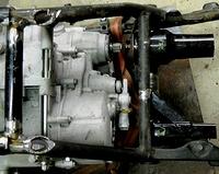 TOP CUT OUT VIEW OF CUT DOWN GL1500 SWING ARM FITTED IN PERFECT